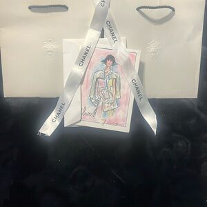 2 CHANEL White Gift Bags with Black Handles